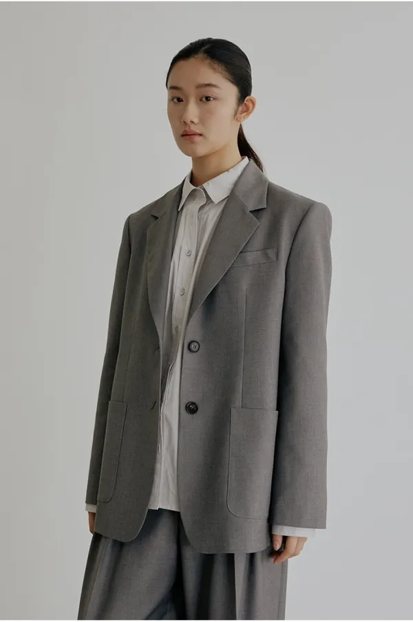 싱글 블레이저 자켓_GREY