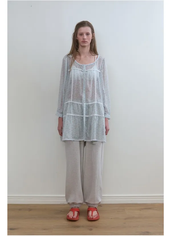 338. Sheer Flower Dress _ Mint