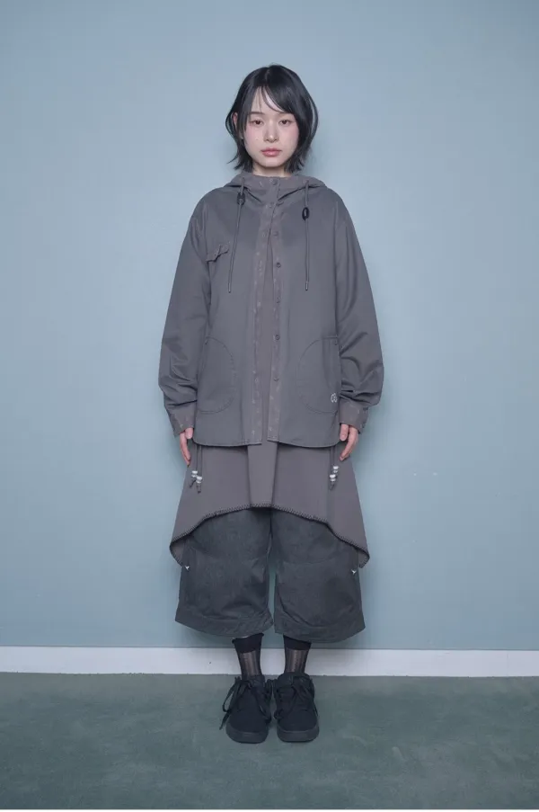 Hooded shirts jacket (Brown)
