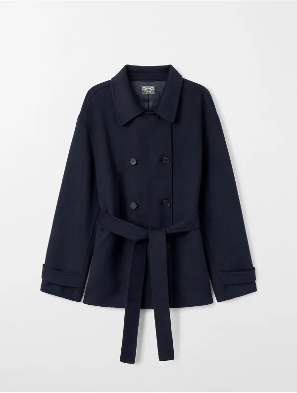 울 캐시미어 핸드메이드 더블 하프 코트 네이비 MDCT019NAVY
