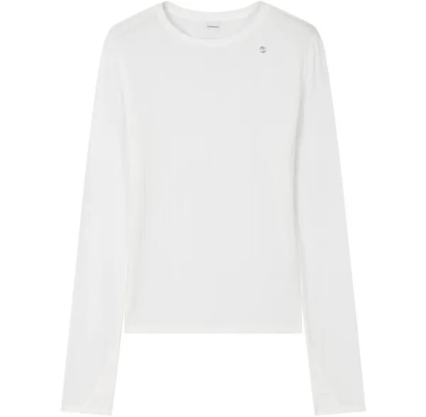 Sheer Rib One-Neck T-Shirt [ White ]