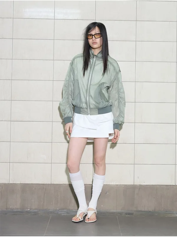 시스루 레이스 리버시블 점퍼 라이트카키 AW6SM26546