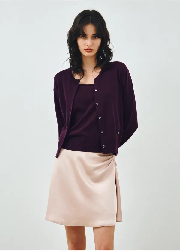 [SET] 린넨 라운드넥 가디건 바이올렛 MDCD043VIOLET