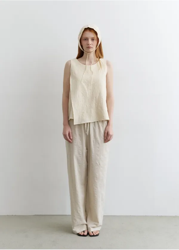 Jacquard sleeveless blouse [KNSS09BL08]_Butter