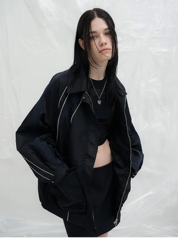 라인 캐주얼 집업 점퍼 블랙 AW6XM20010
