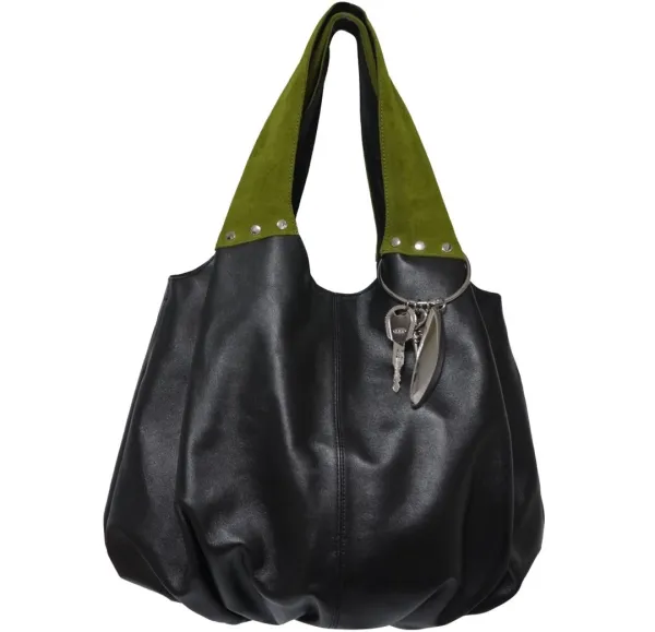 Fleur Hobo Bag Set — Suede Green ( Oval Metal Keyring Included )