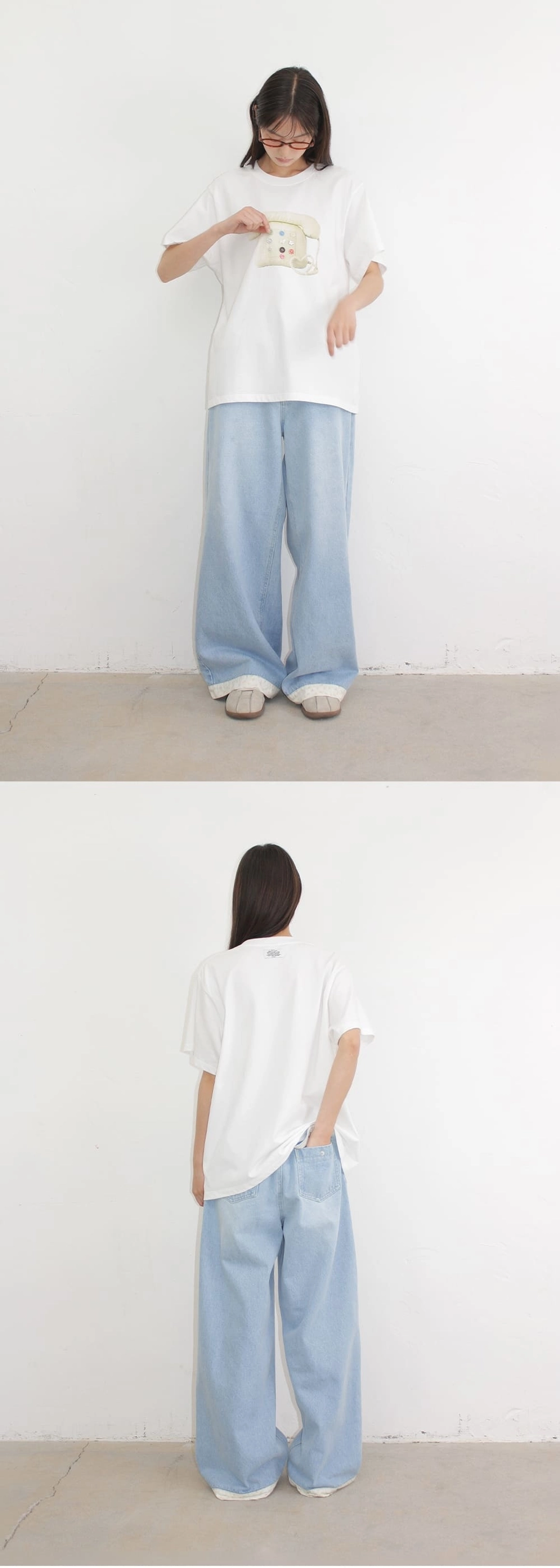 론론 BUTTON RETRO TELEPHONE T SHIRT WHITE 상품 이미지 3