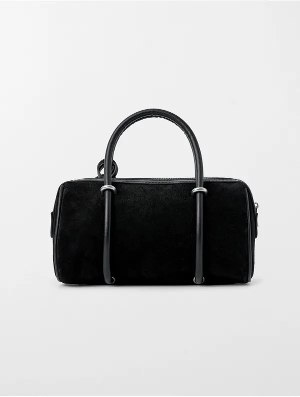 [11/10 예약배송] [백 참 SET] 리얼 소가죽 스웨이드 미니백 블랙 MDBG015BLACK