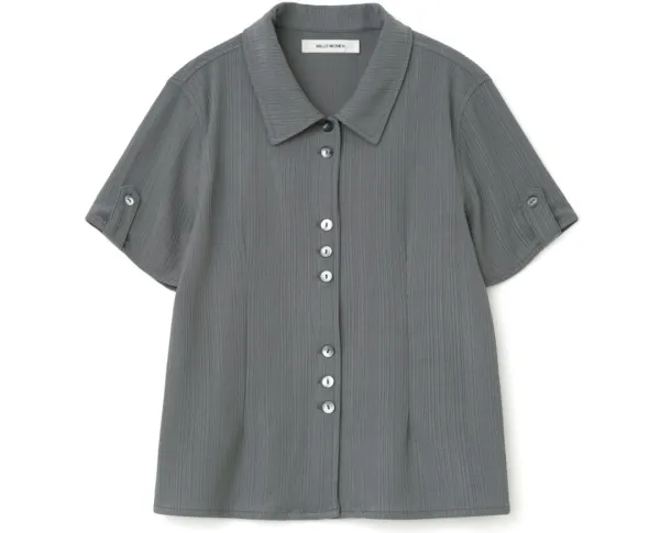 Pleated Short Sleeve Shirt [Charcoal Gray]