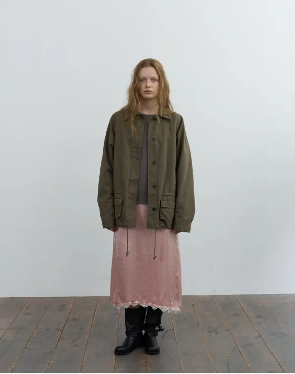 Low pocket cotton jacket - khaki