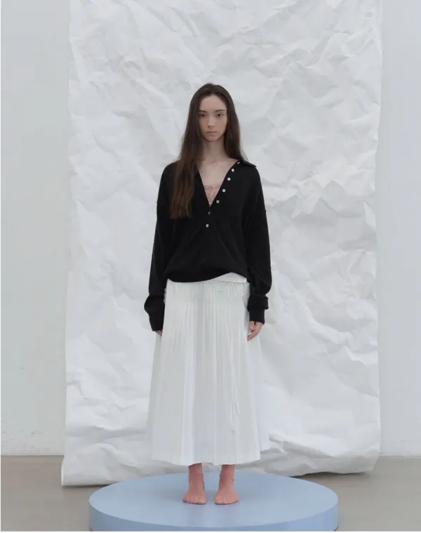 Savoir pintuck pleated skirt