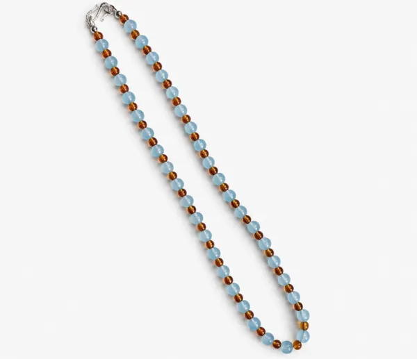 Sky Jade & Brown Bead Necklace