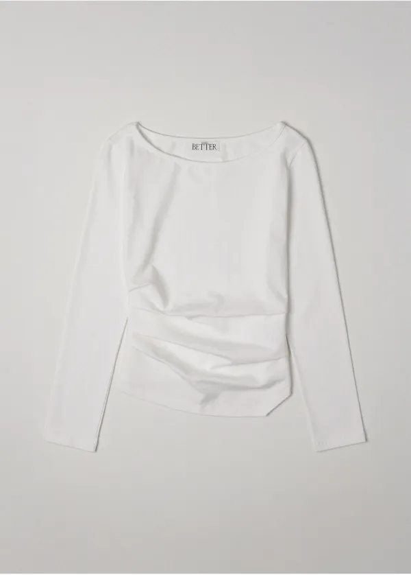 Shirring-tuck longsleeve T-shirt [KNSS05TS05]_Melange gray