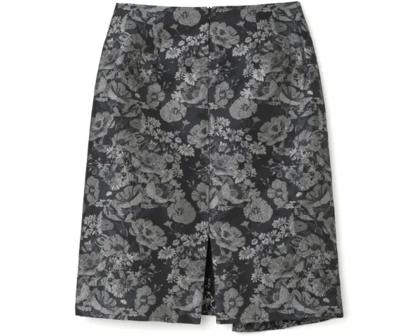 Floral Jacquard Midi Skirt [Black]