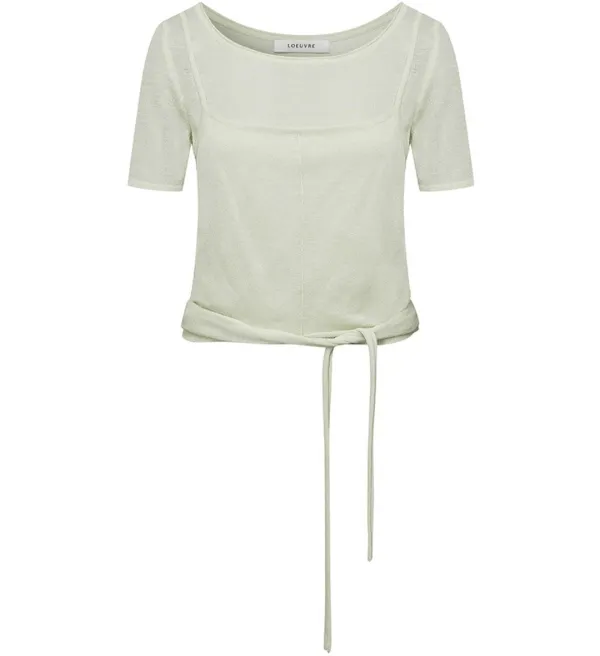 Bustier-Layered Tie-Waist Knit Pullover SK6MP745_2color