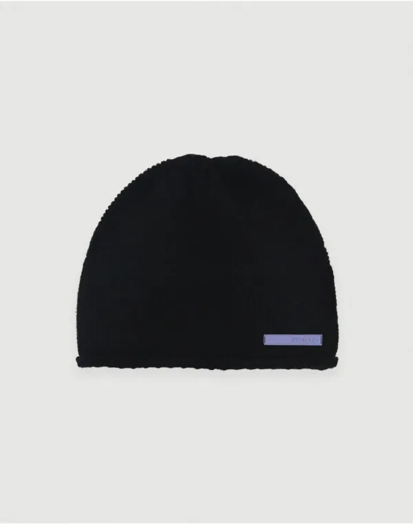 Blank cashmere beanie - black