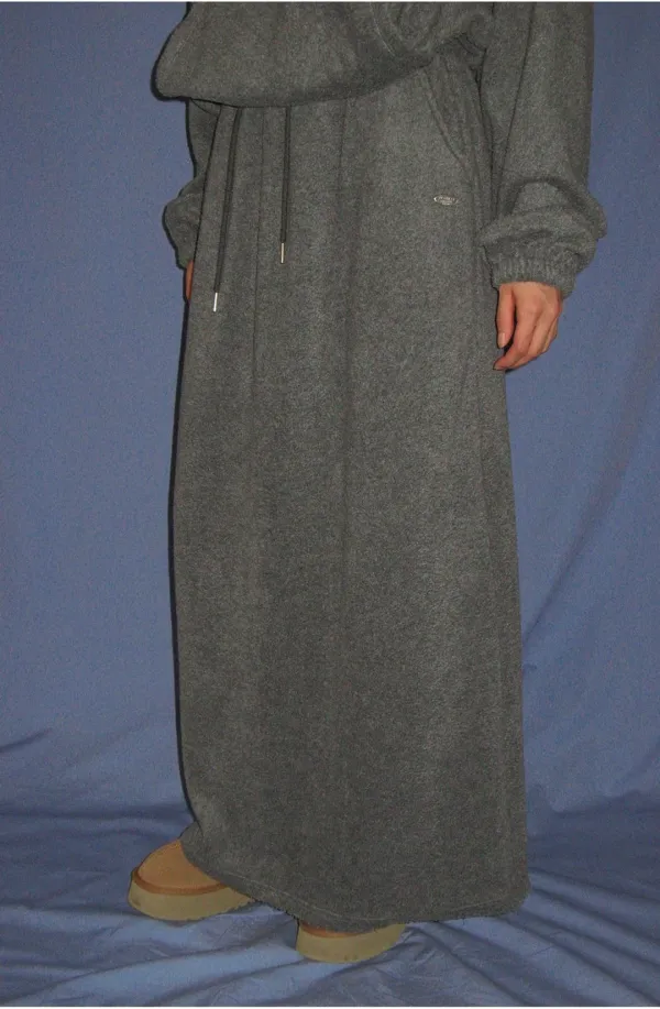 FLEECE LONG SKIRT CHARCOAL