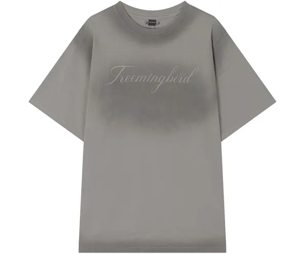 Vintage Brushed Script Logo T-Shirt [ Light Gray ]