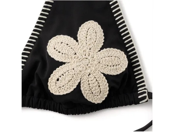CAMELLIA crochet flower bikini_black