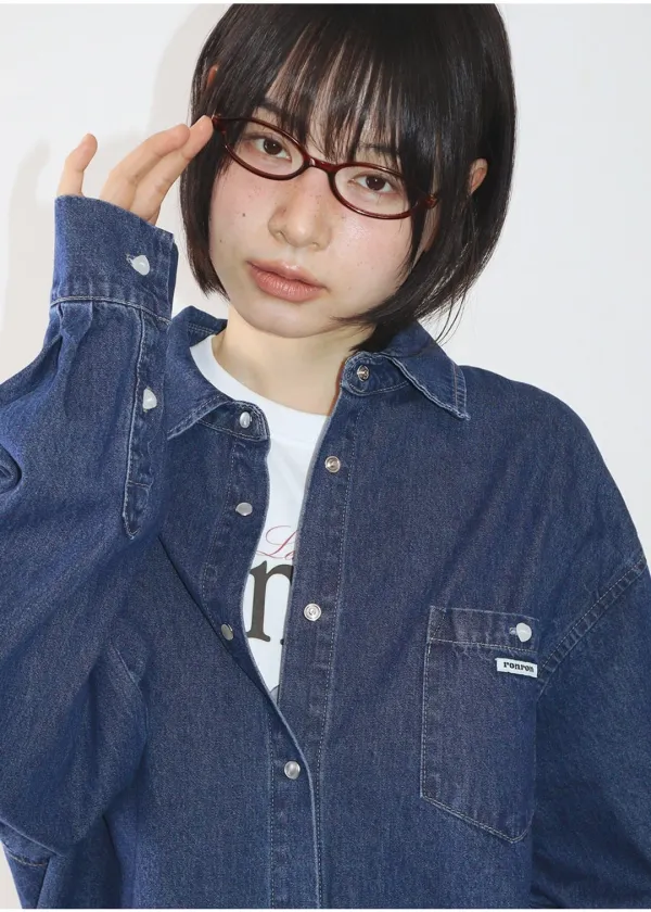 BUTTON POCKET DENIM SHIRT INDIGO BLUE