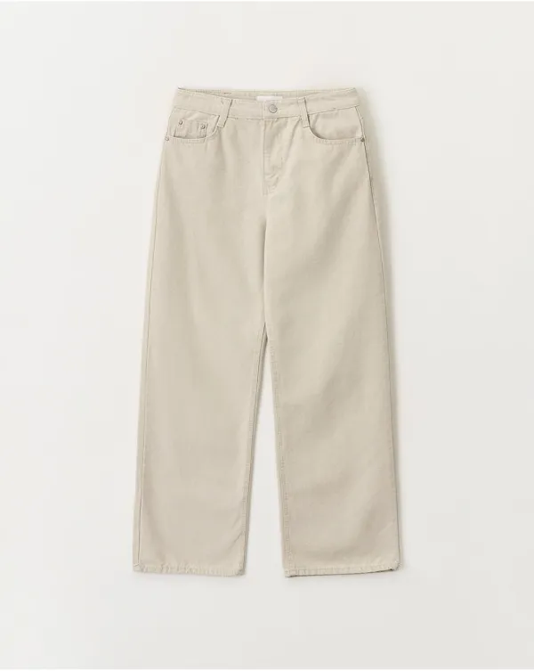 LW254 Standard wide cotton pants_Light beige