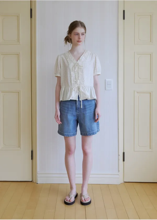 Floral frill blouse [KNSS08BL04]_Ivory