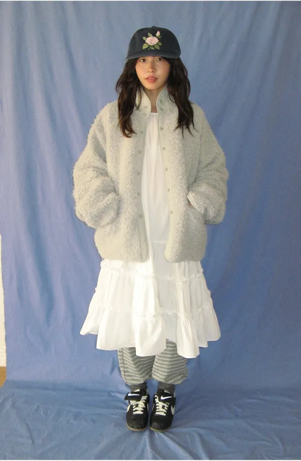 REVERSIBLE CONTRAST FLEECE JUMPER LIGHT GREY