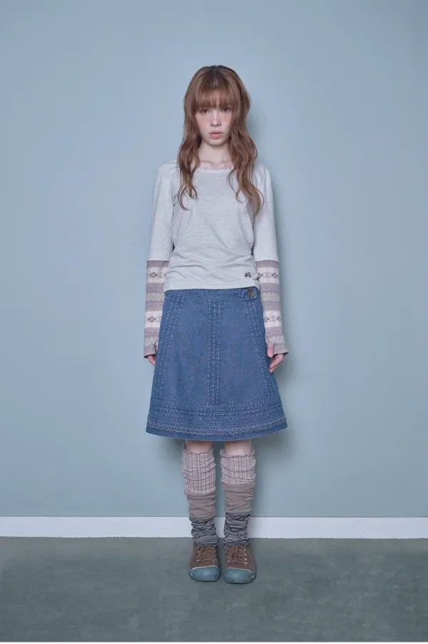 Knitted panel sleeve hoodie (Oatmeal)