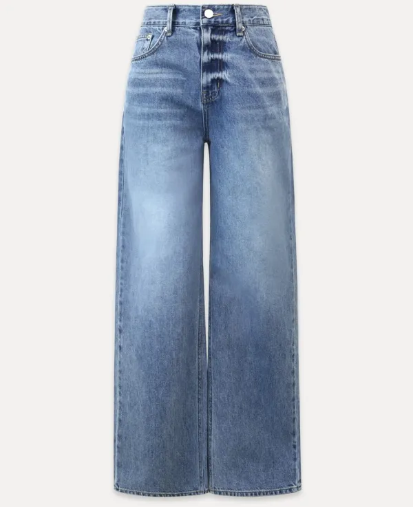 CHIXLABEL H 버킨 릴렉스 와이드 데님 - Washed Blue