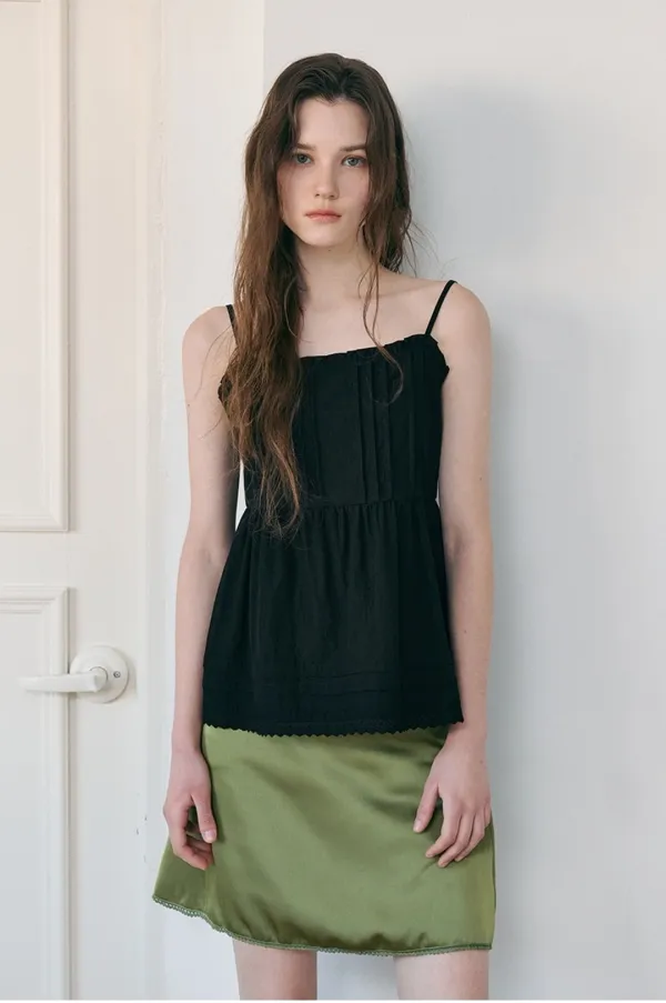 Pintuck Sleeveless Blouse, Black