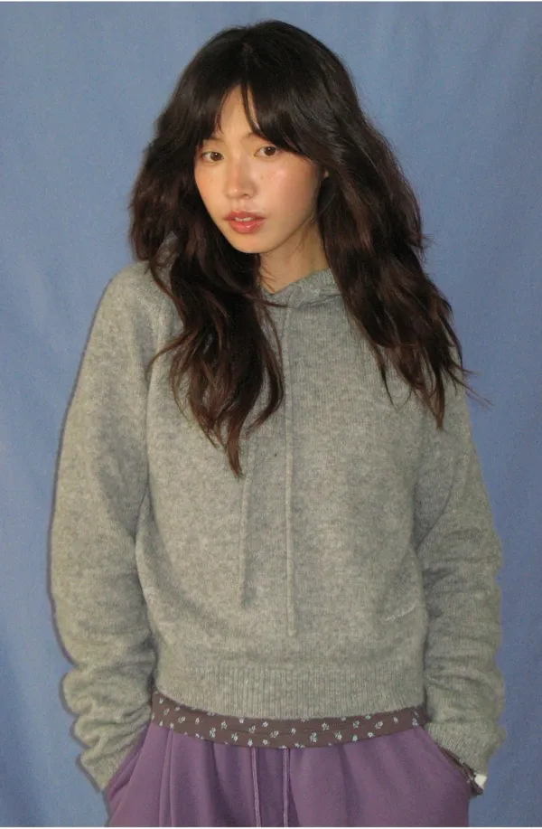 SOFT HOOD KNIT GREY