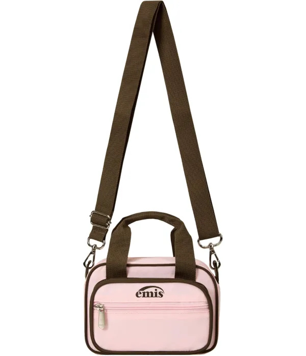 NYLON COLOR-BLOCK MINI CROSS BAG-PINK