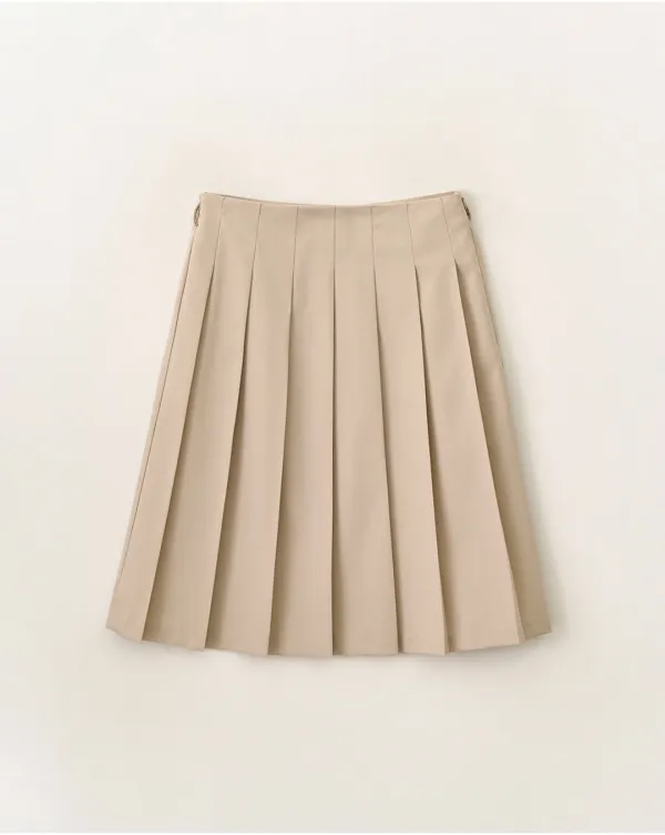 Classic pleats midi skirt_Cream