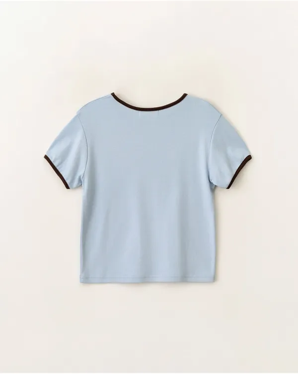 Printed modal short sleeve t-shirt _Sky blue