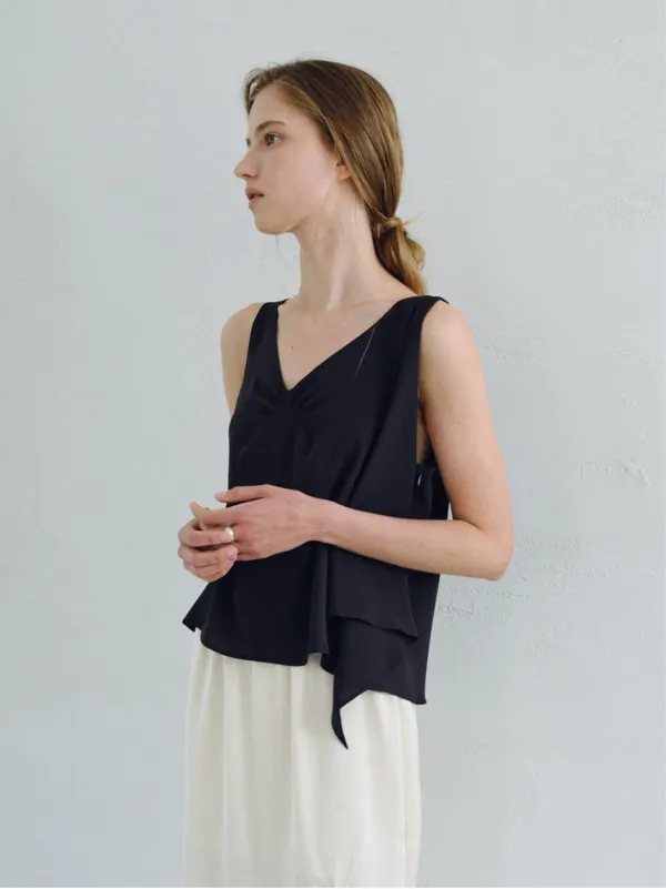 VEIL FLARE SHOULDER BLOUSE_NAVY_OF2C2XSV01NYA
