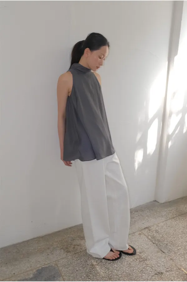 SHEER A LINE BLOUSE - CHARCOAL