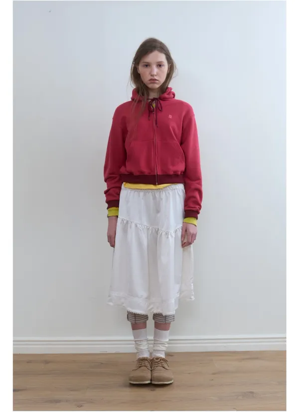 322. Cropped Hooded Zip-Up _ Cherry Red