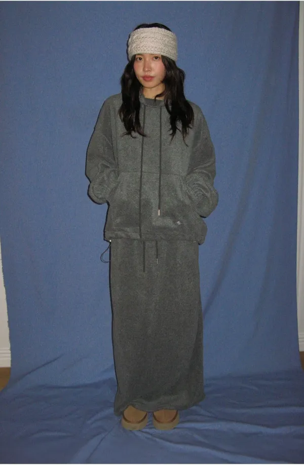 FLEECE HIGH NECK PULLOVER CHARCOAL