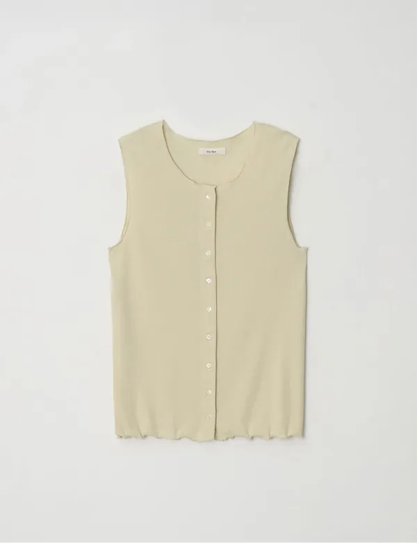 Ribbed Open Sleeveless(Cream)