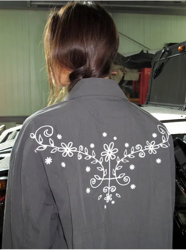 FLOWER NEEDLEWORK SHIRTS JACKET_CHARCOAL
