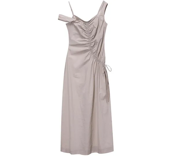 Asymmetric Shirring Slip Dress SW6MO722_2color