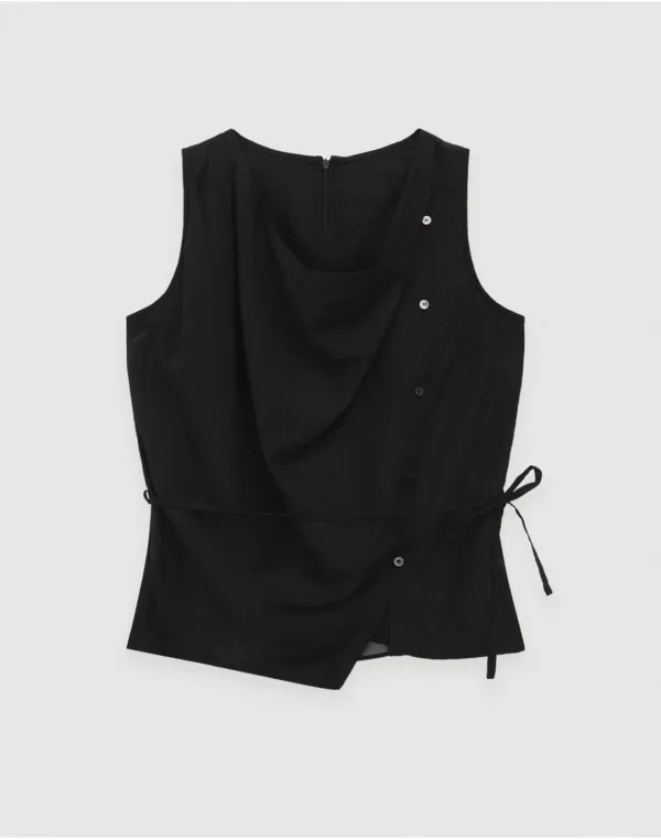 Drape silhouette blouse - black