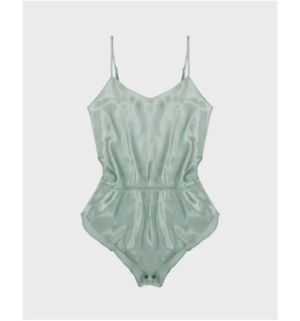satin sleeveless romper in mint