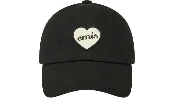 HEART RUBBER PATCH BALL CAP-BLACK