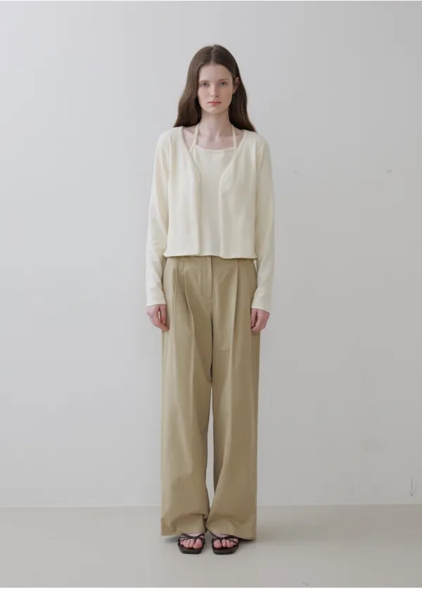 [3/18 예약배송] Halter layered cardigan [KNSS06CD03]_Butter