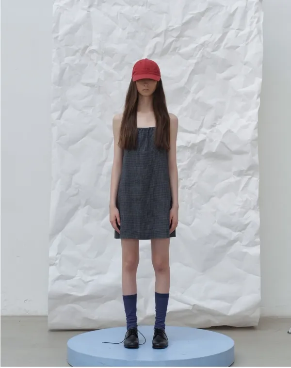 Tasha shirring dress - black check - 포에토