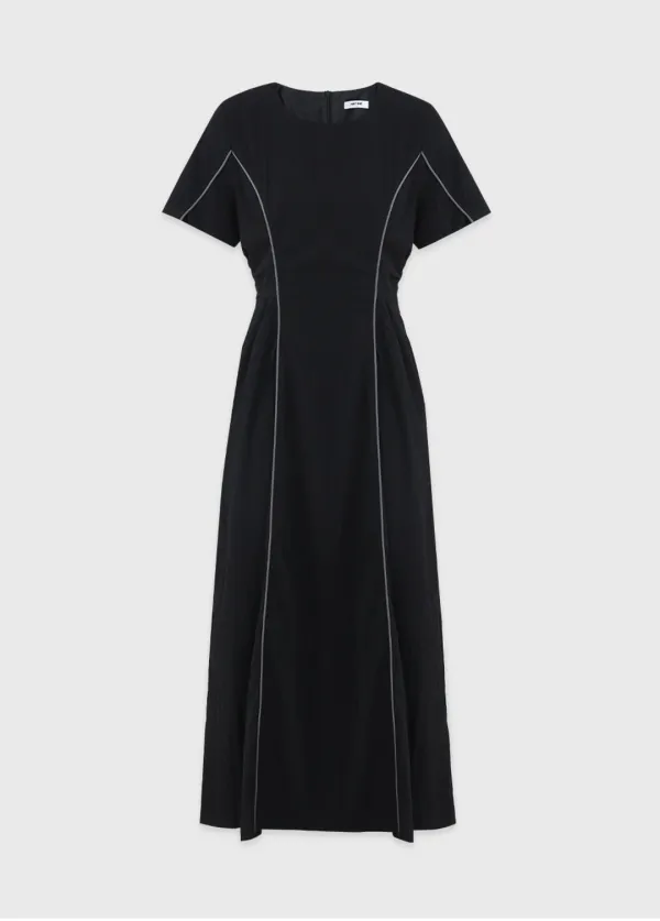  [44-120]  Buttering Piping Long Dress  버터링 파이핑 롱 드레스 (여름-꾸안꾸-마실룩-데일리룩-데이트룩-출근룩-캐주얼룩-여행룩-바스락-셔링-배색원피스-빅사이즈-자체제작)  
