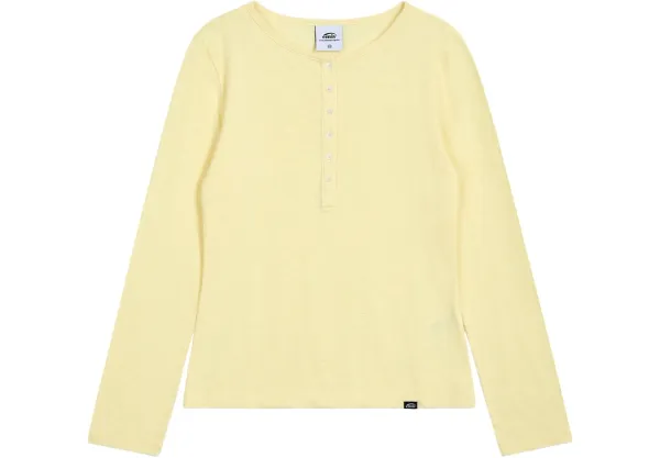 (W) SUMMER SLUB HENLEY NECK T-SHIRT-YELLOW