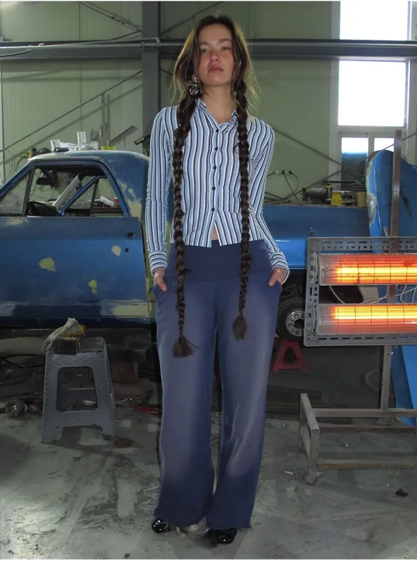TURN-UP WASHED SWEATPANTS_NAVY