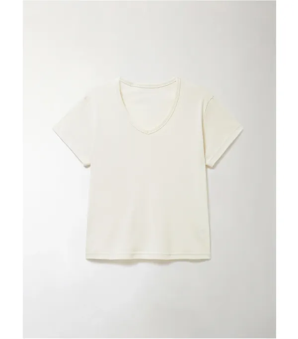 ESSENTIAL V-NECK T-SHIRTS_VANILLA_OF2C2XTS01VNA